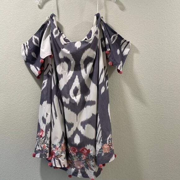 (NWT) PANKAJ & NIDHI (Anthropologie) "Ikat" Off Shoulder Embroidered Mini, L - Picture 1 of 13
